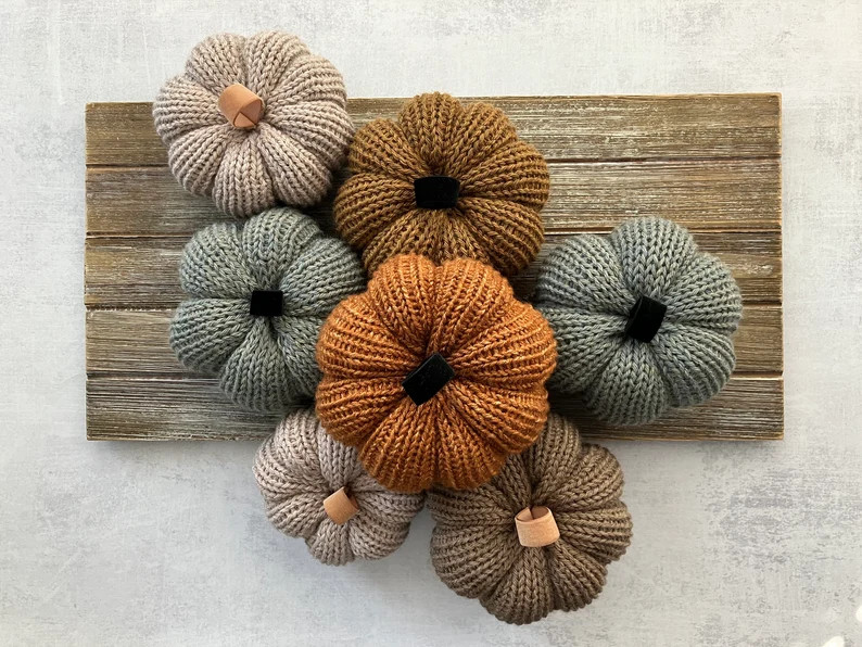 Handmade Knit Pumpkins / Fall Home Decor / Farmhouse Pumpkins - Etsy | Etsy (US)