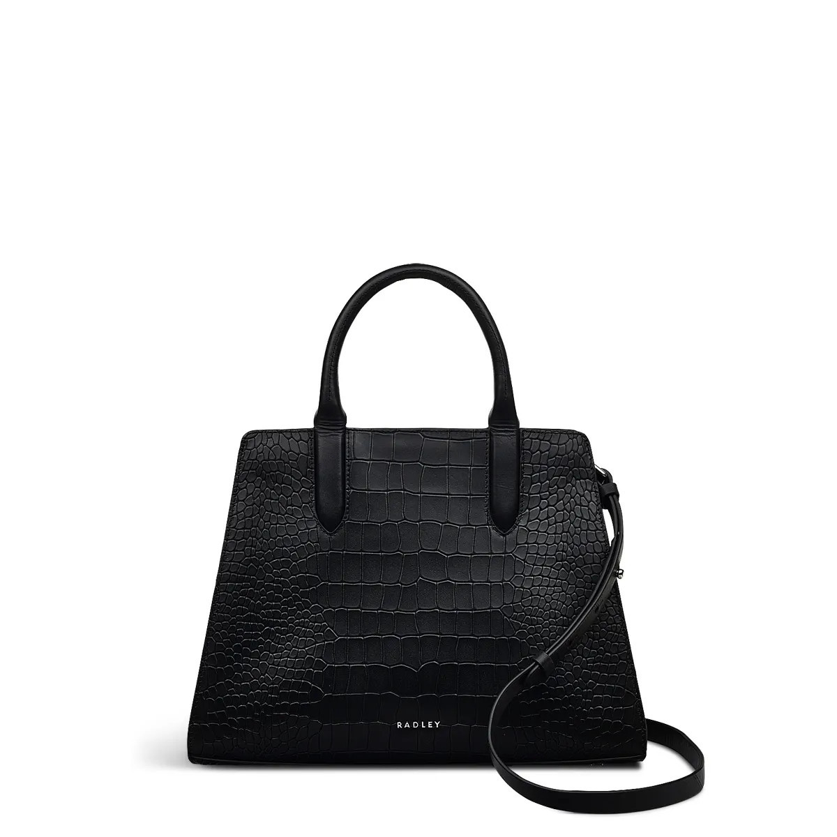 Radley London Womens Leather Glasshouse - Faux Croc Medium Grab Multiway - Black Medium | Radley London US