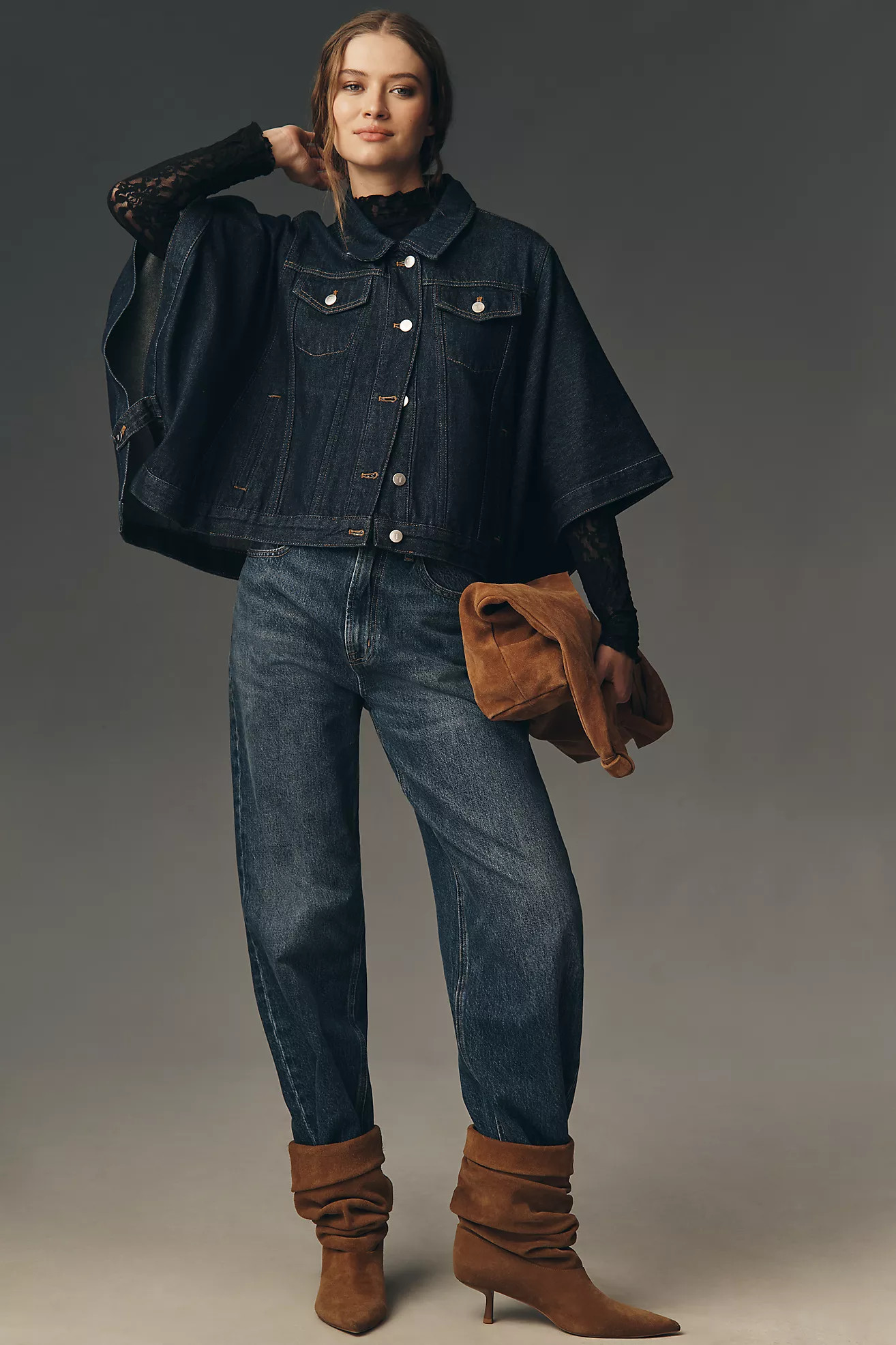 The Weston Cape Denim Boyfriend Jacket by Pilcro | Anthropologie (US)