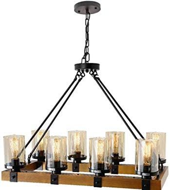 Farmhouse Chandelier for Dining Room, Rustic Pendant Light Fixtures Ceiling Hanging Lighting with... | Amazon (US)