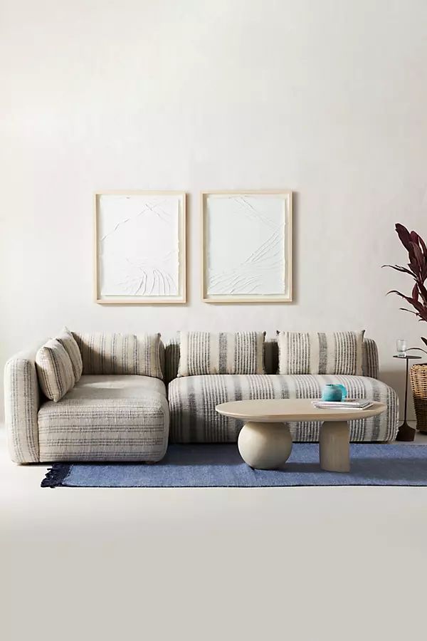 Boro Stripe Kori Modular Armless Sofa By Anthropologie in Blue | Anthropologie (US)