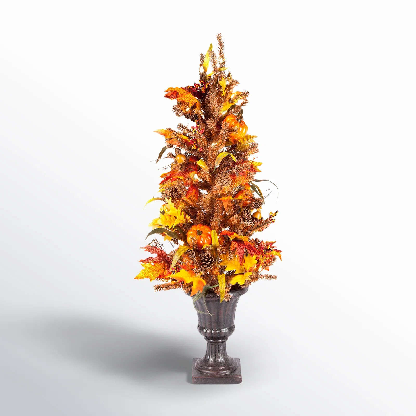 The Holiday Aisle® 46 In. Pre Lit Fall Porch Tree With Pumpkin Pinecones And Berries & Reviews |... | Birch Lane