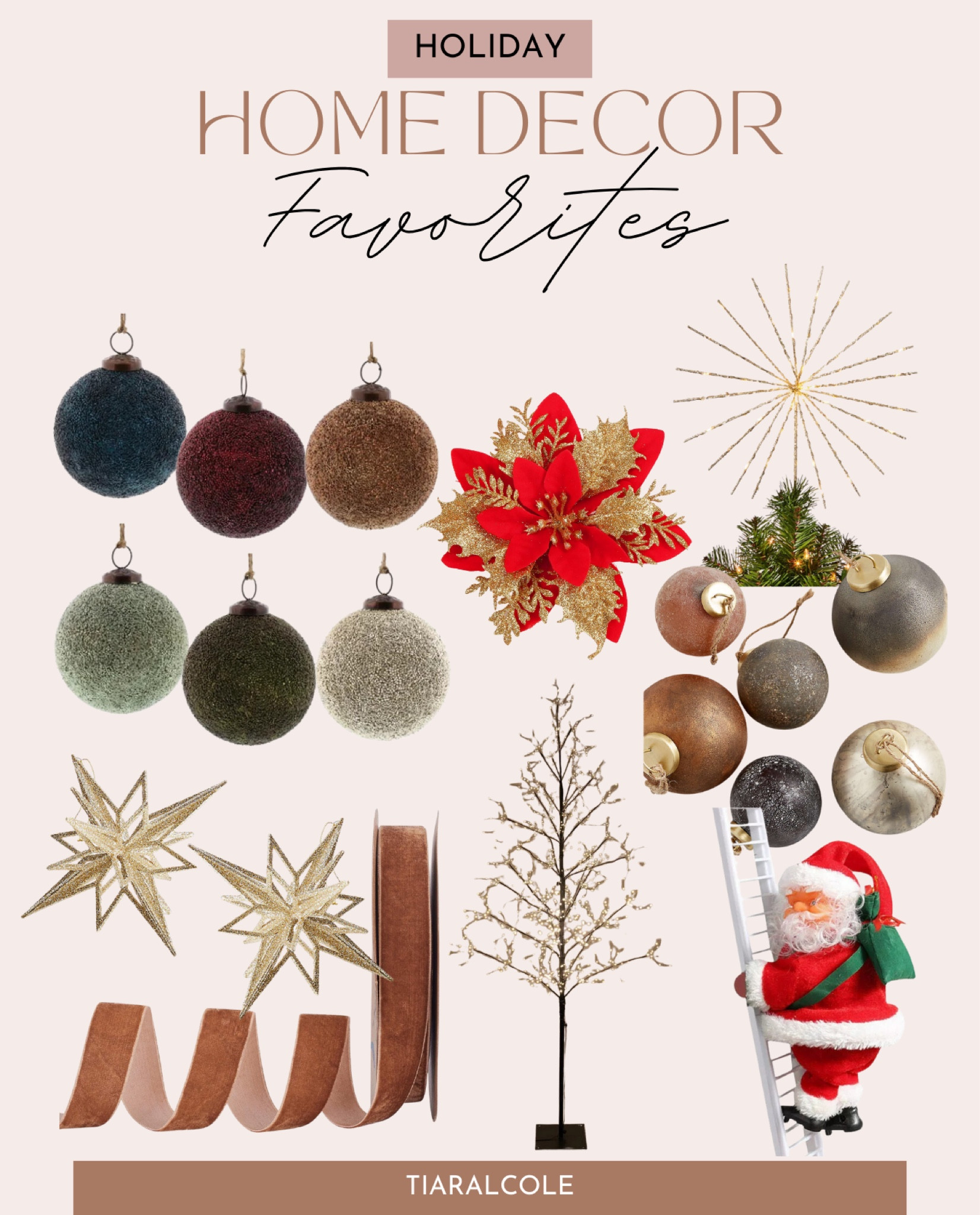 Transform your home into a festive wonderland with these holiday decor favorites! #HolidayHomeJoy #DeckTheHalls #HomeForTheHolidays #HolidayDecor #HomeDecor #HomeFinds #HomeEssentials #ChristmasDecor #ChristmasSeason #SeasonalDecor #ChristmasBall #ChristmasTree #Ribbon #FlowerDecor #ChristmasLights #SantaClaus

#LTKSeasonal #LTKHoliday #LTKhome
