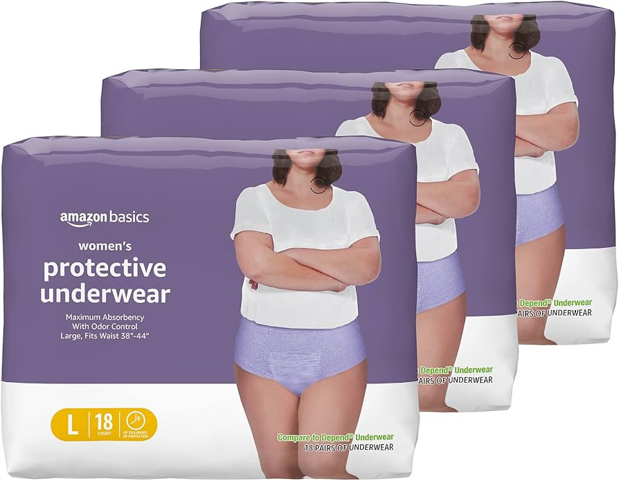 Amazon Basics Women's Protective Underwear, Incontinence & Postpartum, Maximum Absorbency, Large,... | Amazon (US)