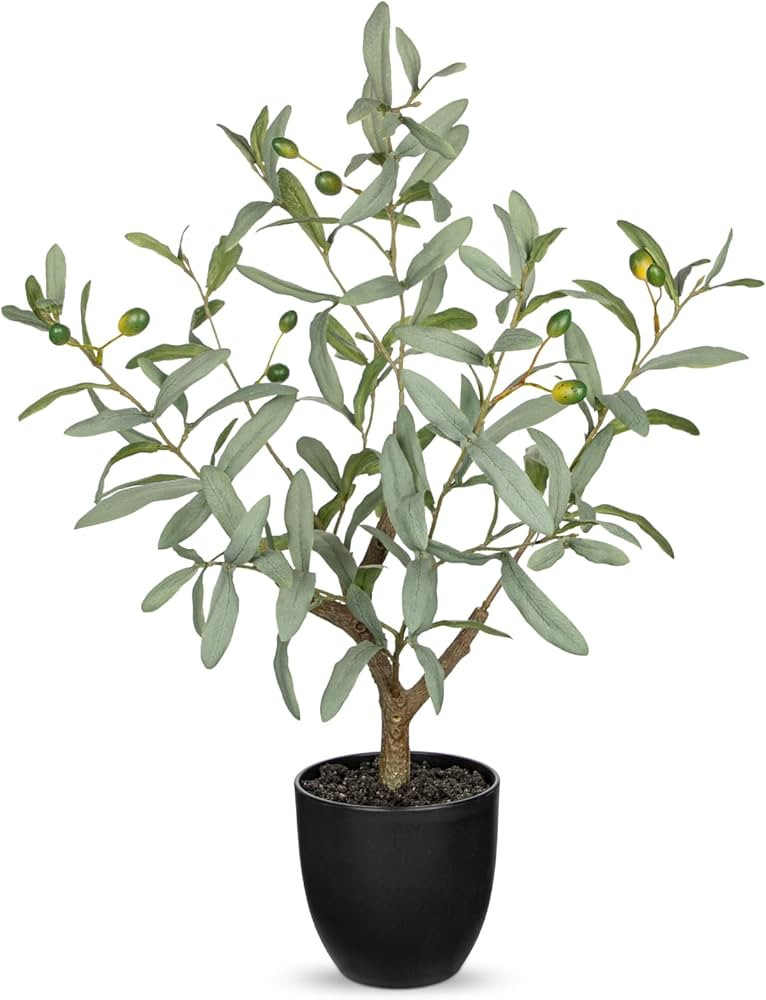 Briful Olive Trees Artificial Indoor 27.2 Inch Fake Olive Tree with Balck Pot Small Decorative Fa... | Amazon (US)