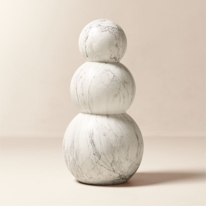 White Marbled Concrete Indoor/Outdoor Holiday Snowman 36" + Reviews | CB2 | CB2