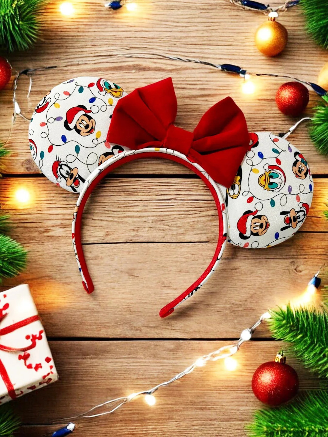 Mickey & Friends Christmas Holiday Lights Inspired Mouse Ears | Disney Ears | Minnie Ears | Custo... | Etsy (US)