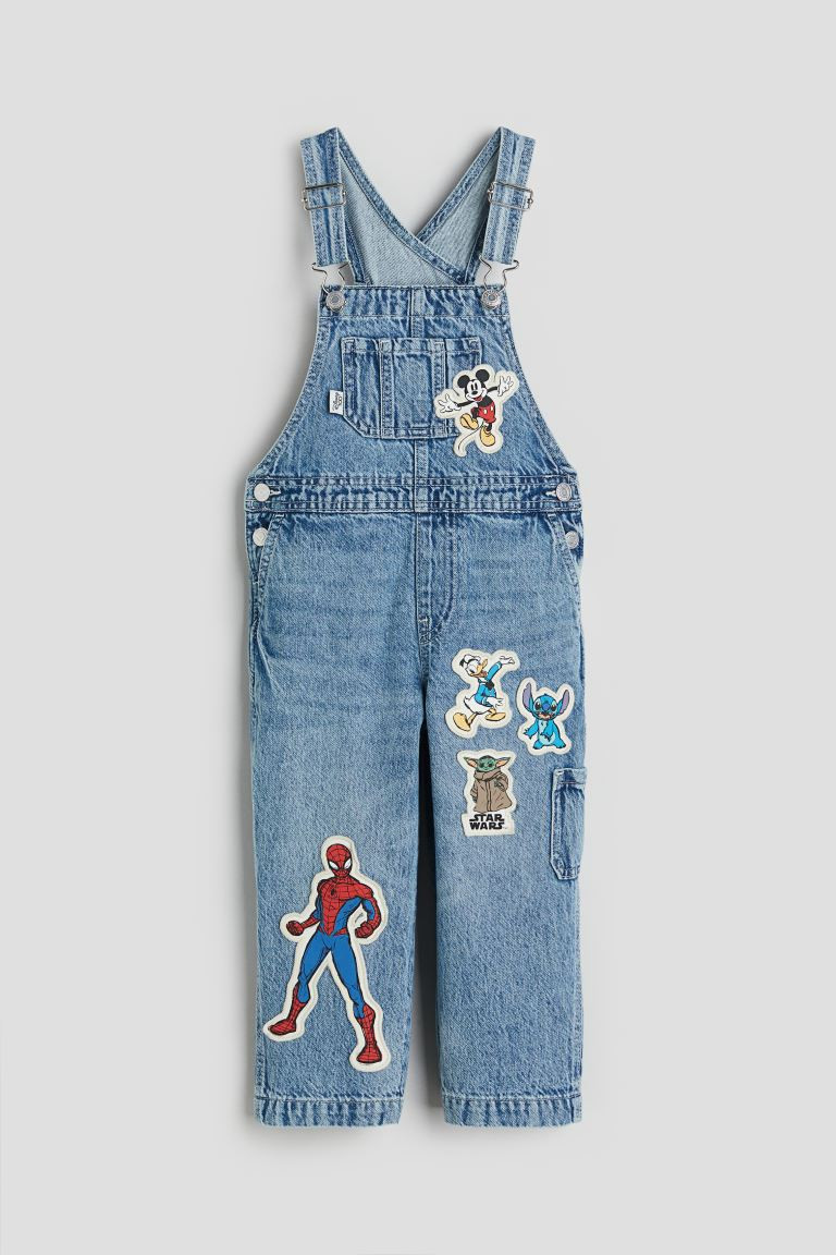 Appliquéd Denim Overalls - Denim blue/Disney - Kids | H&M US | H&M (US + CA)