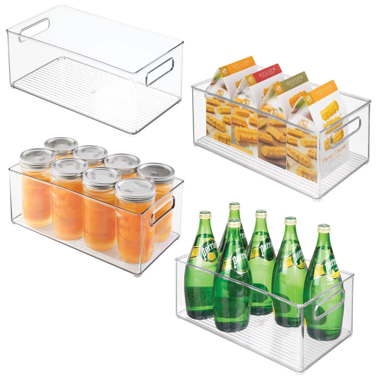 mDesign Large Deep Plastic Kitchen Storage Organizer Bin, Handles, 4 Pack, Clear | Walmart (US)
