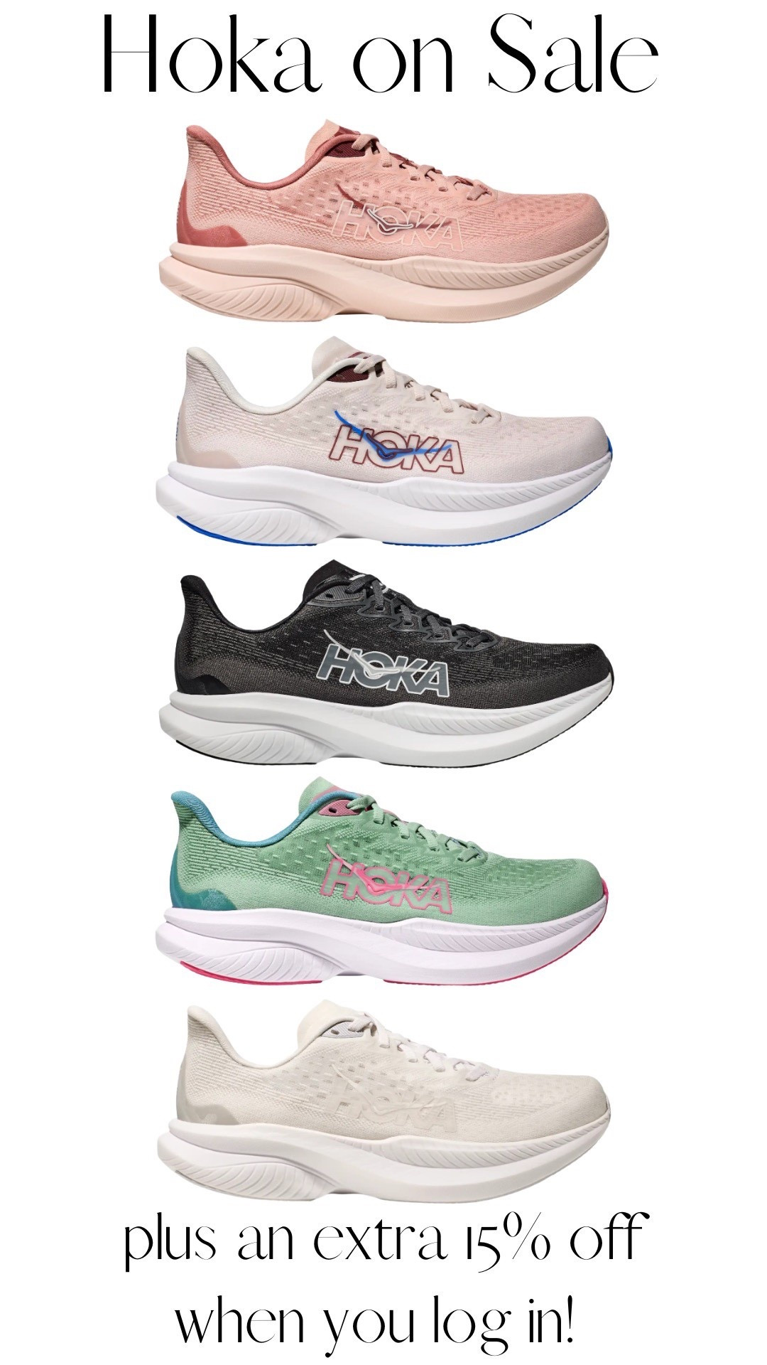 Hoka sneakers on a big drop and save an extra 15% when you log into your account!! Makes them less than $90! 

#LTKSaleAlert #LTKfitnessgoals #LTKActive