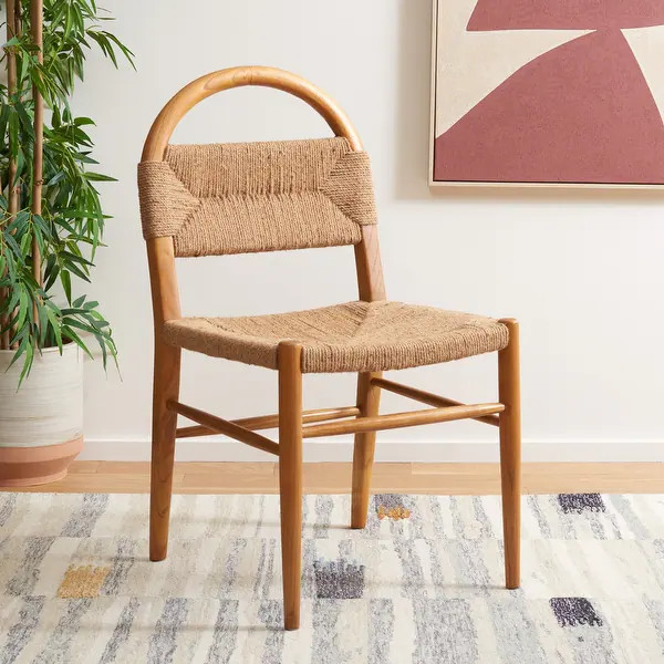 SAFAVIEH Home Collection Ottilie Dining Chair - 19" W x 19" D x 37" H - Brown/Natural | Bed Bath & Beyond