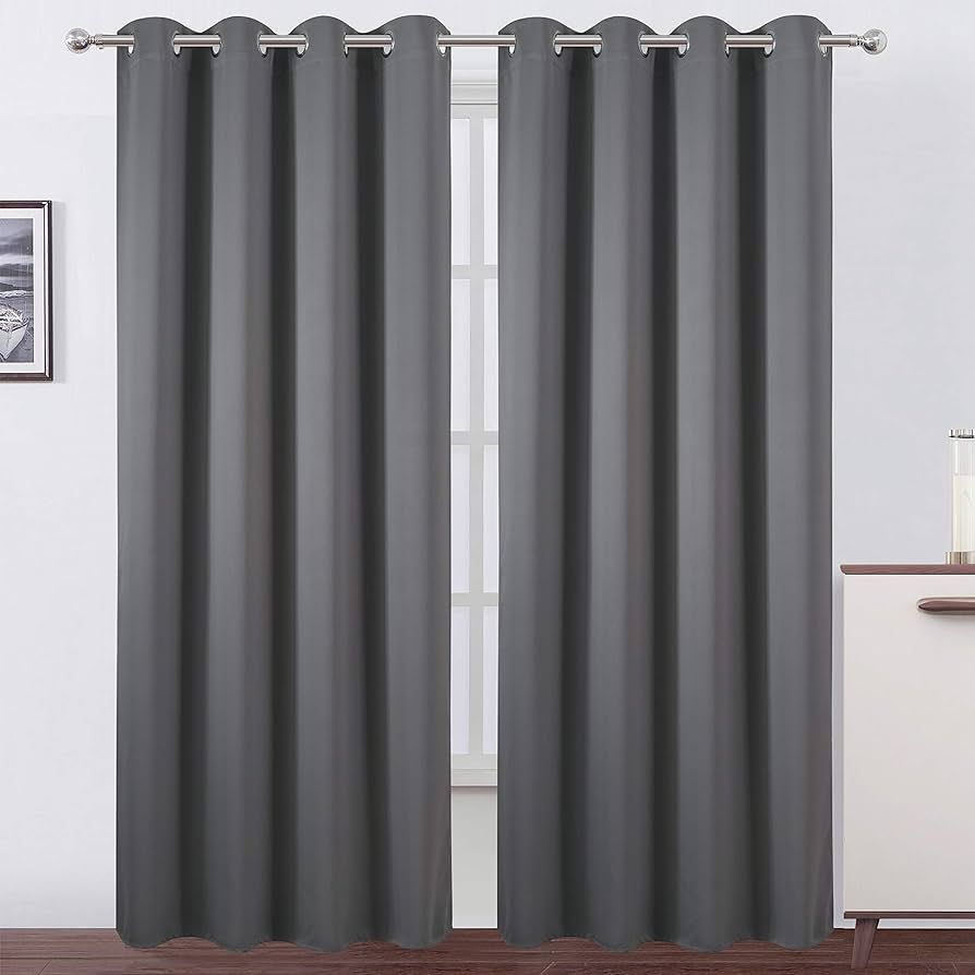 LEMOMO Grey Blackout Curtains/52 x 84 Inch/Set of 2 Panels Thermal Insulated Room Darkening Curta... | Amazon (US)