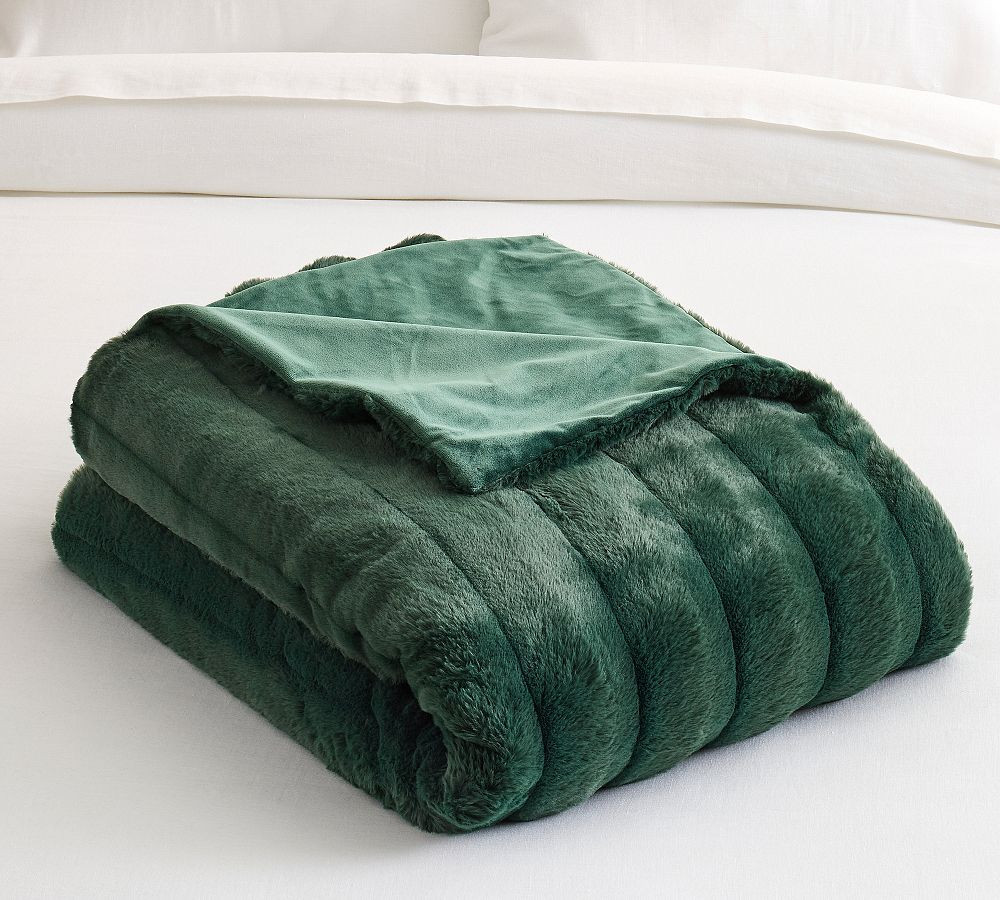 Double Faced Faux Fur Blanket, Sycamore, Full/Queen | Pottery Barn (US)