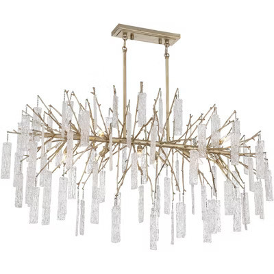 Possini Euro Design Madeleine Brass Island Linear Rain Pendant Chandelier 56 1/2" Wide Modern 10-Light Fixture for Dining Room | Target