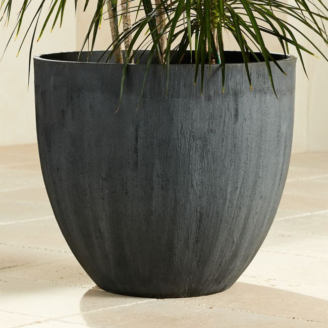 Castino Round Dark Grey Resin Indoor/Outdoor XL Planter 24"H | CB2