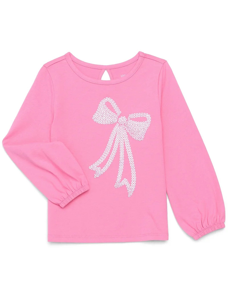 Garanimals Toddler Girl Long Cuffed Sleeve Sequin Graphic Top, Sizes 18M-5T | Walmart (US)