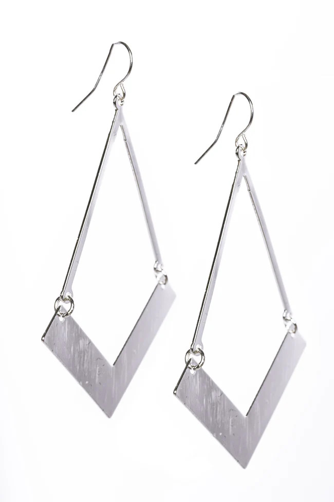 We Got Love Pointed Hoop Earrings Silver | The Pink Lily Boutique