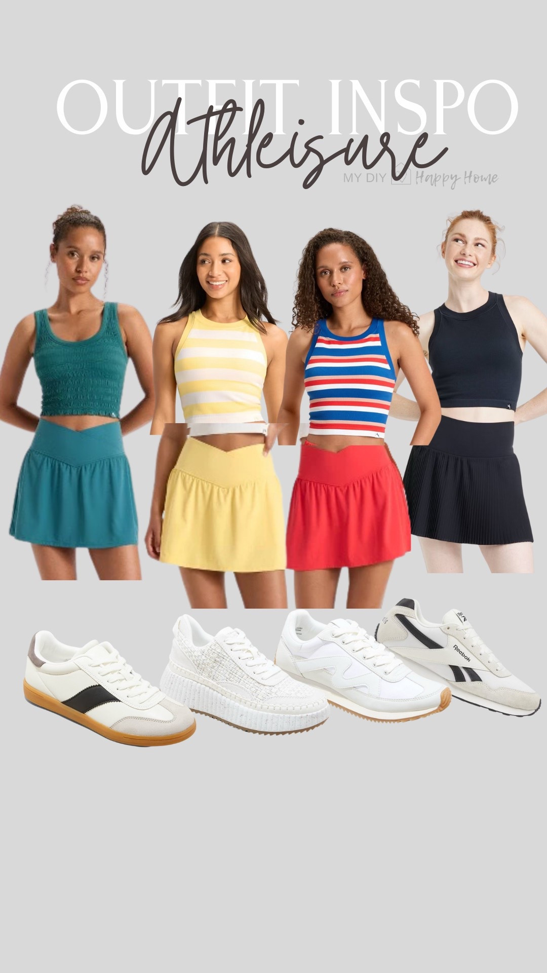 Outfit inspo: ATHLEISURE

cross front athletic skirt with shorts underneath 
Coordinating top
Sneakers 

#LTKMidsize #LTKActive #LTKPetite