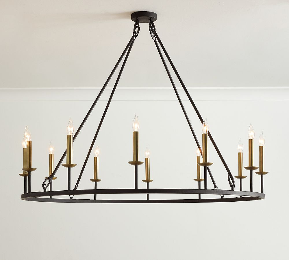 Remington Iron Round Ceiling-Mounted Chandelier (50") | Pottery Barn (US)