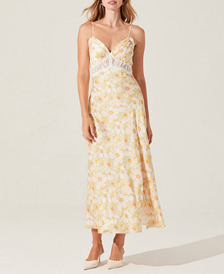 Women's Ivanna Floral Lace-Trim Sweetheart Maxi Dress | Macy's