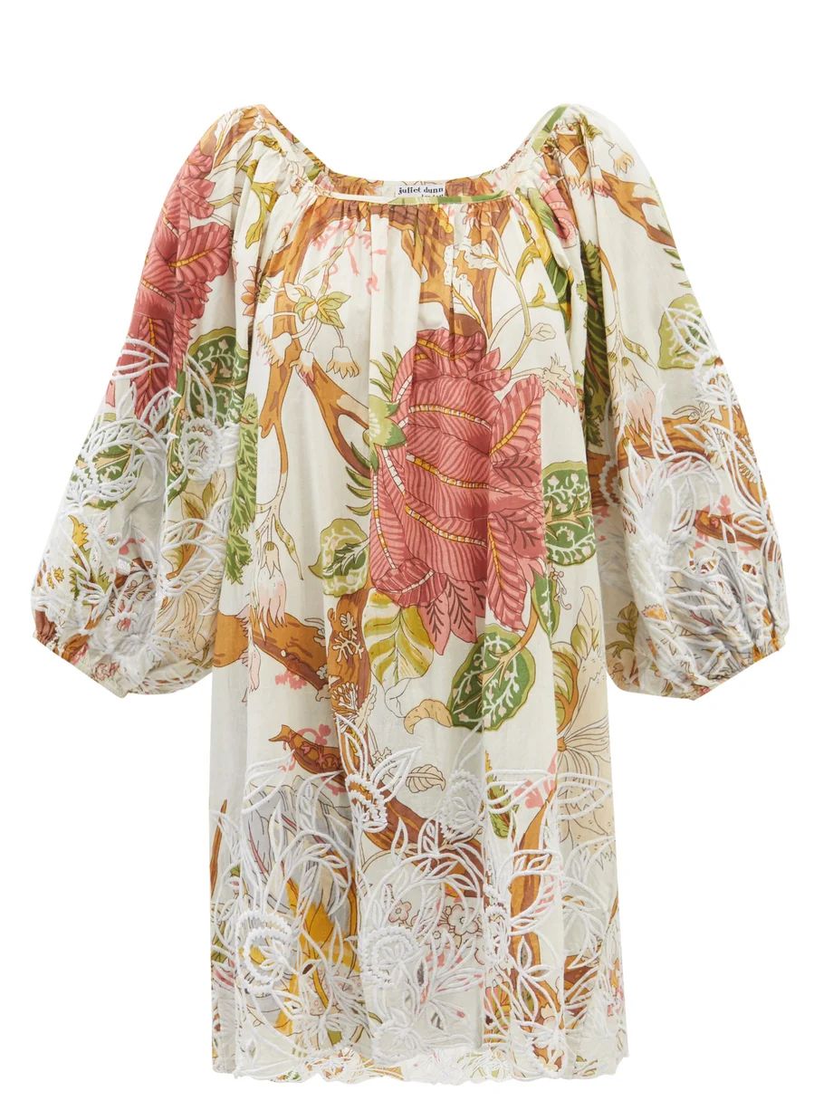 Embroidered floral-print cotton-voile mini dress | Juliet Dunn | Matches (US)