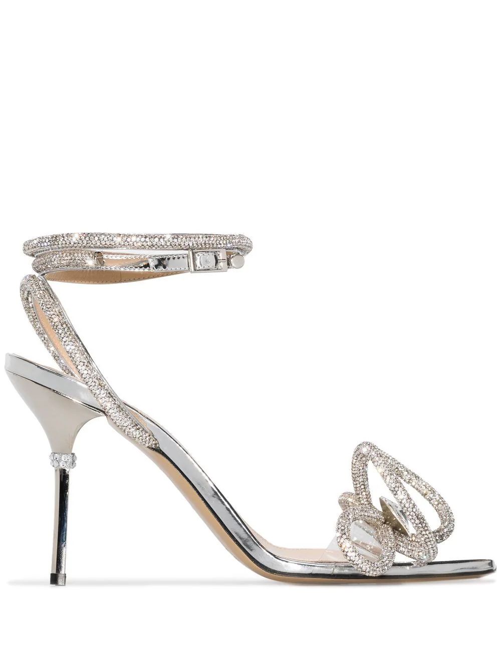 MACH & MACH 95mm crystal-embellished double-bow Sandals - Farfetch | Farfetch Global