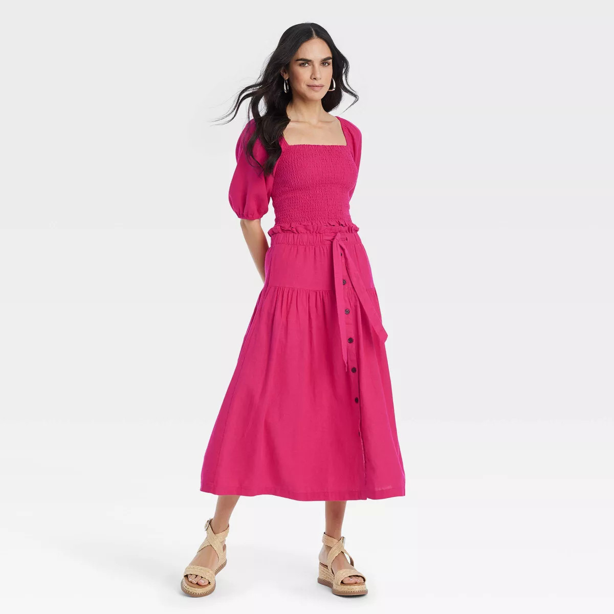 Women's Tie Waist Button-Front Midi Skirt - Universal Thread™ | Target