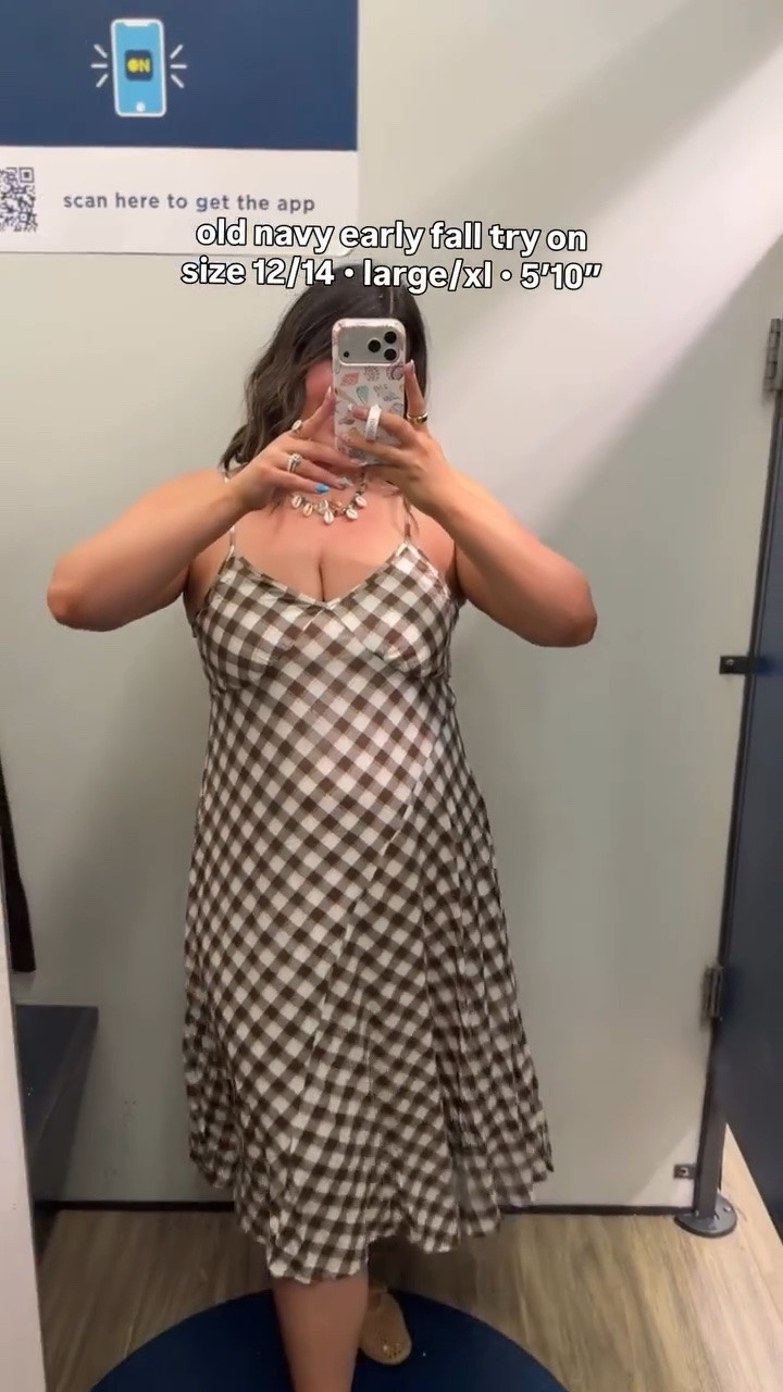 I know its only July but I was getting targeted ads for old navy early fall collection so I had to try it on!! My store was missing a few items from the collection so if you want me to place an order, please let me know!! But what were your favs from the try on? Mine were the plaid dress + the jeans!! 

Sizes : 
Plaid dress - large 
Brown cardigan - large 
Denim skirt - 14 *need a size larger + longer (im 5’10”)
jacket - xl
Jeans - 16
Tank top - M (sold out in L, would have preferred large) 
Flower cardigan - large *I can’t find this online rn 😭😭 I’ll keep an eye out!

#LTKSeasonal #LTKMidsize