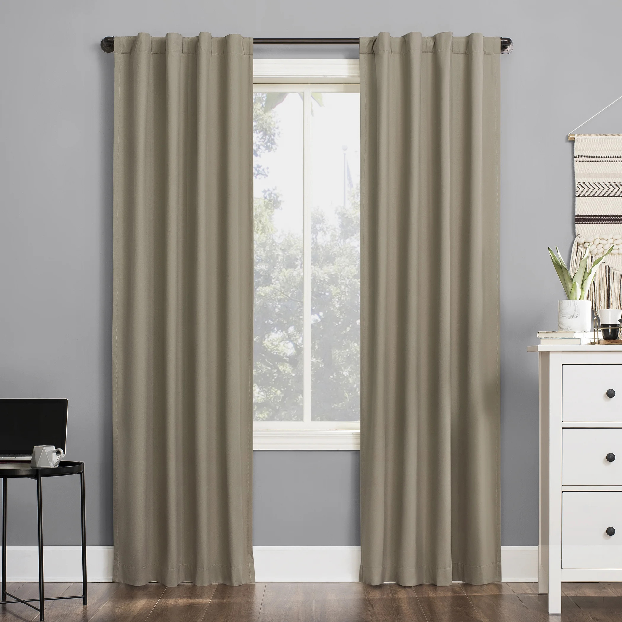 Sun Zero Cyrus Thermal 100% Blackout Back Tab Curtain Panel, 40"x84", Linen | Walmart (US)