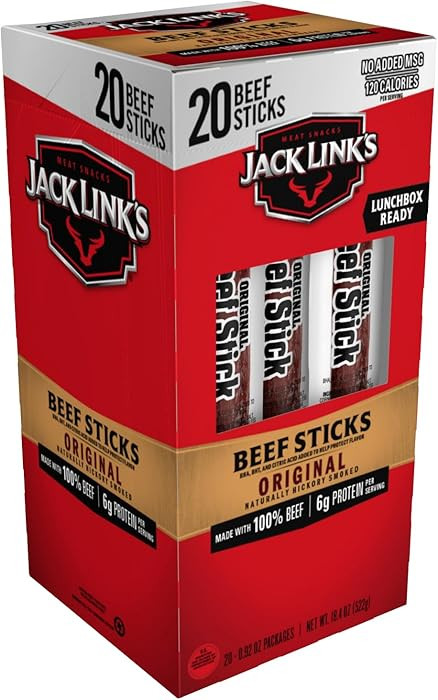 Jack Link's Beef Sticks, Original - Protein Snack, Meat Stick with 6g of Protein, Meat Snack Stic... | Amazon (US)