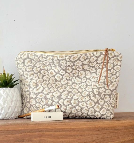 Beige Leopard Makeup Bag Leopard Cosmetic Bag Unique Makeup | Etsy | Etsy (US)