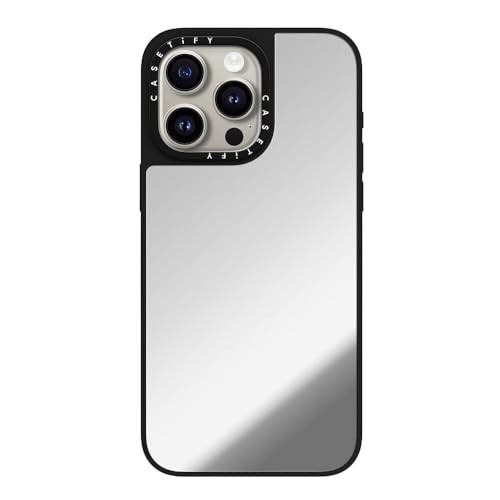 CASETiFY Mirror Case for iPhone 15 Pro Max [Reflective / 4.9ft Drop Protection/Compatible with Magsafe] - Silver On Black | Amazon (US)