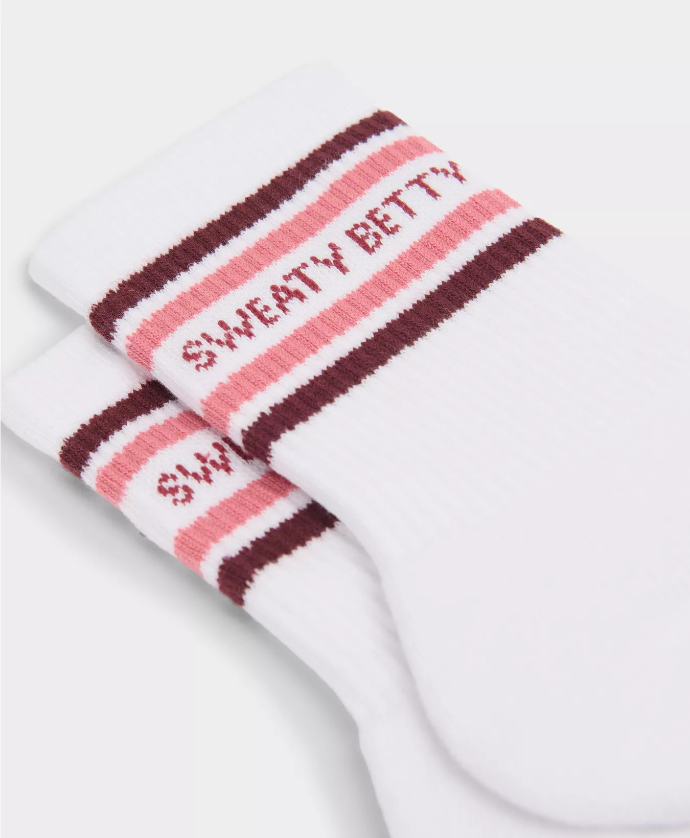 Varsity Slogan Socks - White Melrose Pink | Women's Sports Socks | Sweaty Betty | Sweaty Betty UK