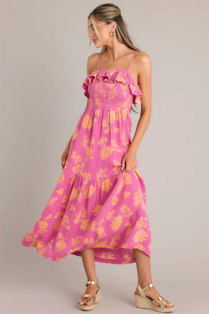 Z-Supply Bahari Sunshine Floral Pink Midi Dress | Red Dress