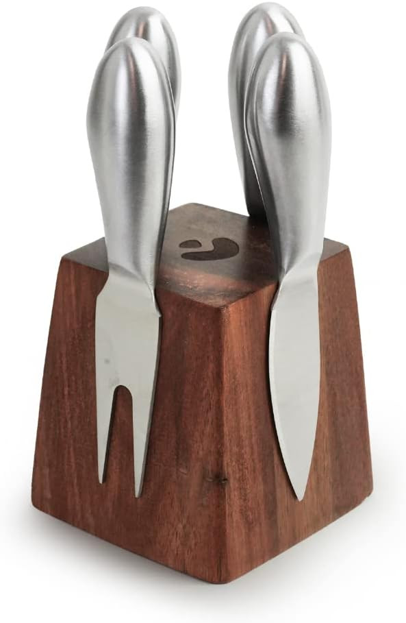 Slice of Goodness Cheese Knife Set for Charcuterie - 4 Small Stainless Steel Cheese Knives and Fo... | Amazon (US)