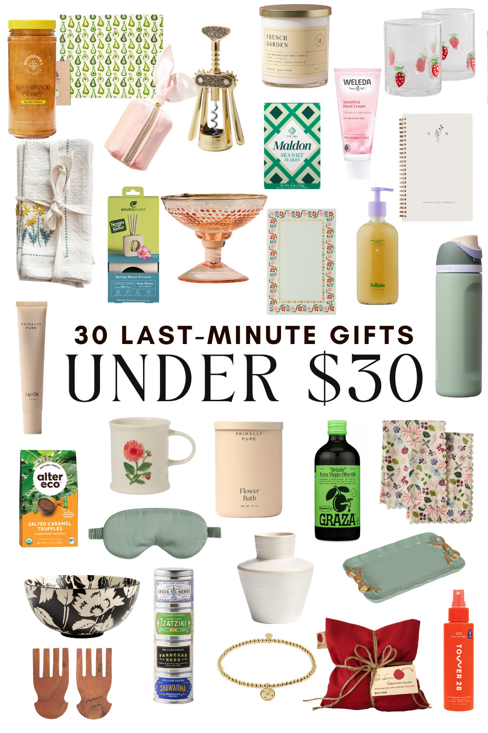 30 thoughtful last-minute gifts under $30 🎁 Affordable, practical, and aesthetic gifts to have on hand for host gifts, birthdays, co-workers, teacher appreciation, or just because! Features natural and non-toxic finds and clean beauty favorites! 

 #LTKselfcare #LTKfoodie #LTKHome