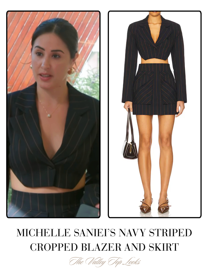 Michelle Saniei's Navy Striped Cropped Blazer and Skirt 

 