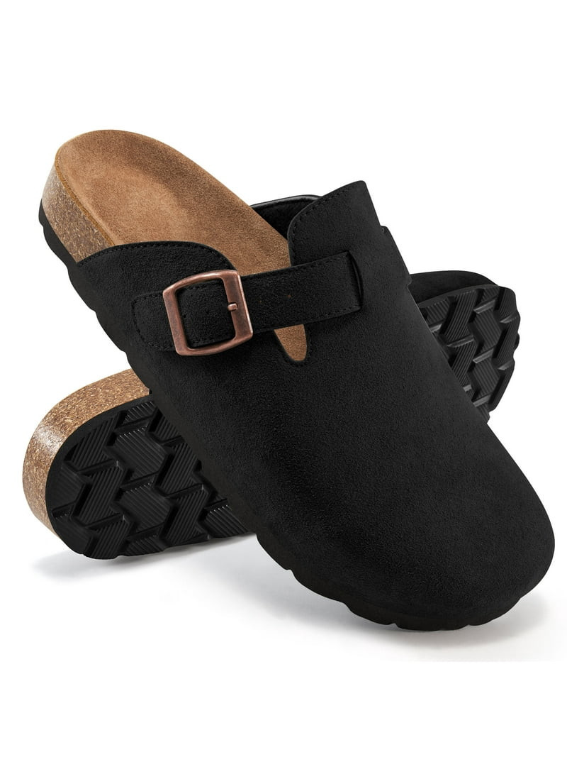 Ecetana Women's Suede Clogs & Mules Cork Footbed Slip On Leather Mules with Arch Support | Walmart (US)