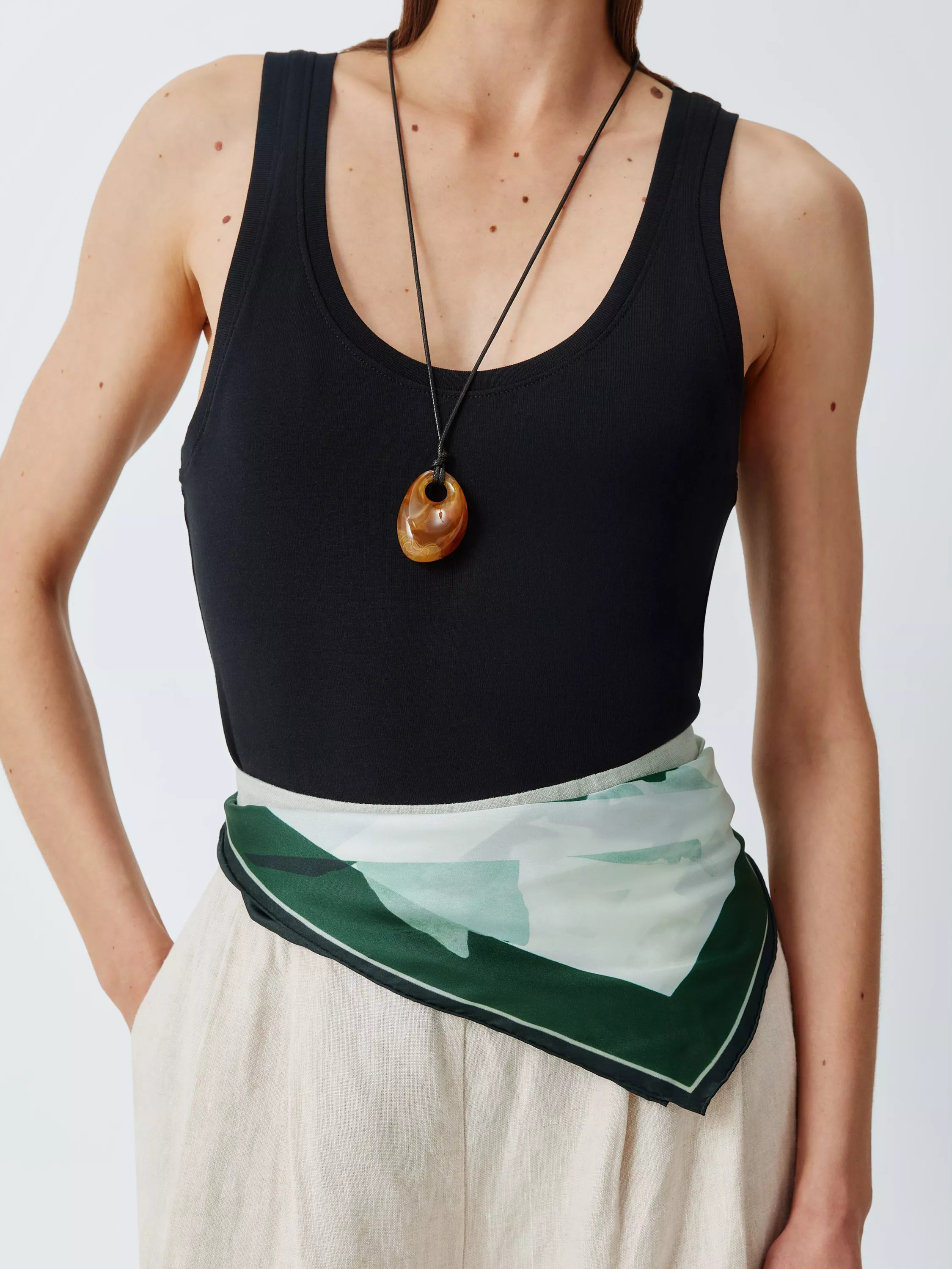 Silk Spliced Floral Square Scarf, Green Multi | John Lewis (UK)