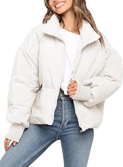 KYL Women's Winter Puffer Jacket Oversized Zip-Up Quilted Puffy Bubble Short Down Coat | Amazon (CA)