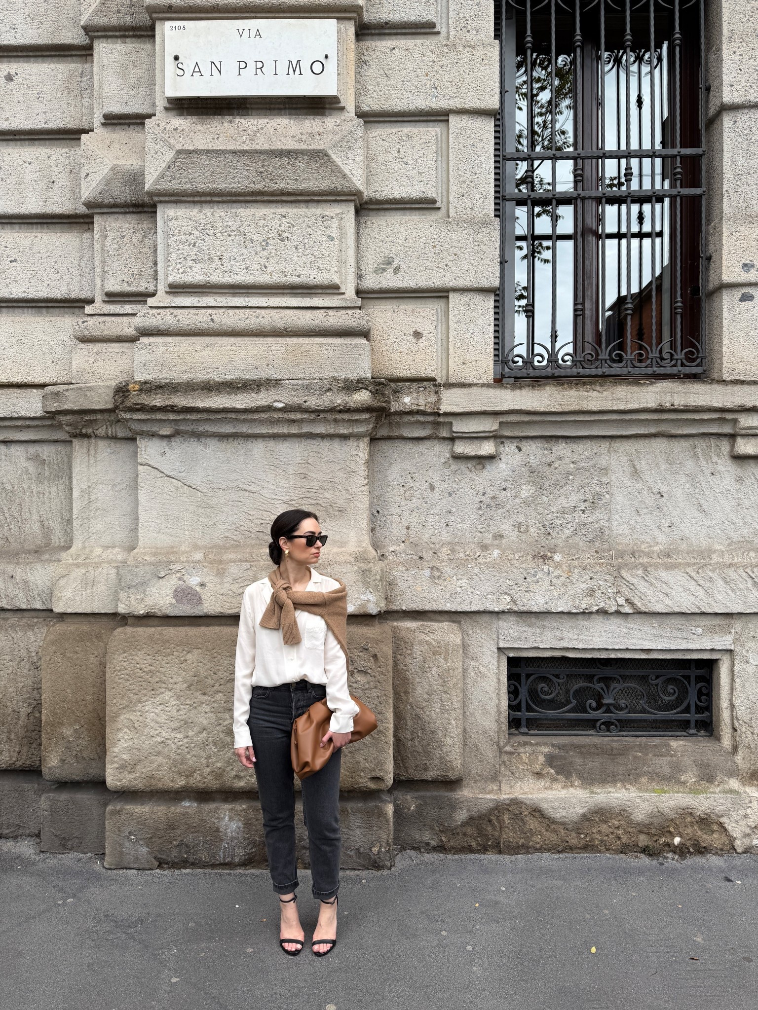 Sweater: Falconeri
Shirt: Sezane
Jeans: Sezane
Heels: Steve Madden
Bag: Looks Like Summer
Sunglasses: RayBan
Earrings: Pamela Card Jewelry

#LTKtravel