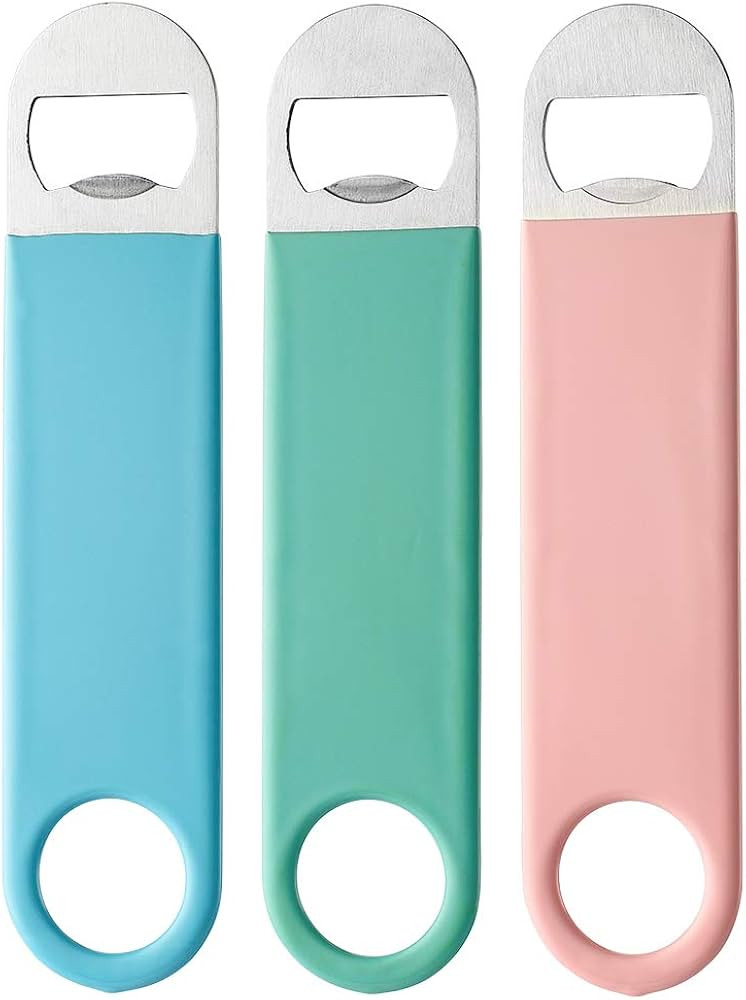 JXS 3 Pack 7" Heavy Duty Stainless Steel Flat Bottle Opener, Well-Made Long Neck Bottle Opener | Amazon (US)