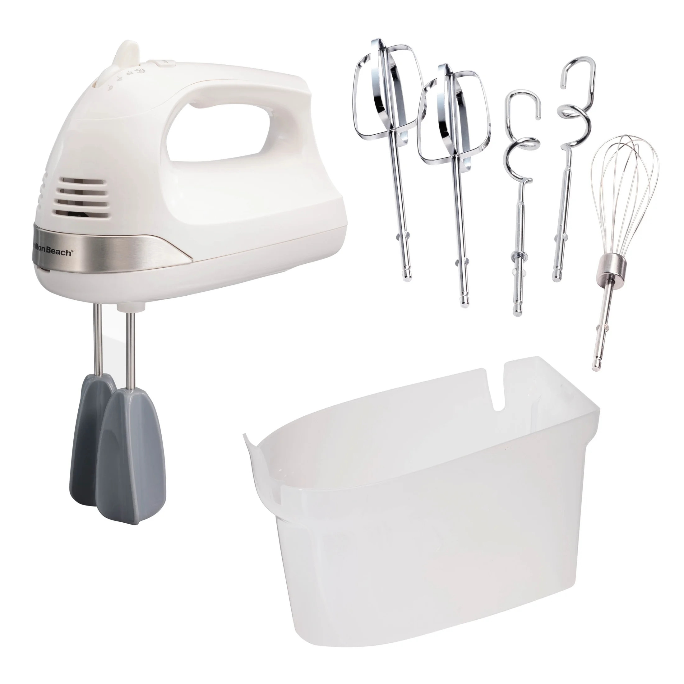 Hamilton Beach 6-Speed Electric Hand Mixer with Easy Clean Beaters, 7 Attachments & Case, Mixer for Kitchen, White | Walmart (US)