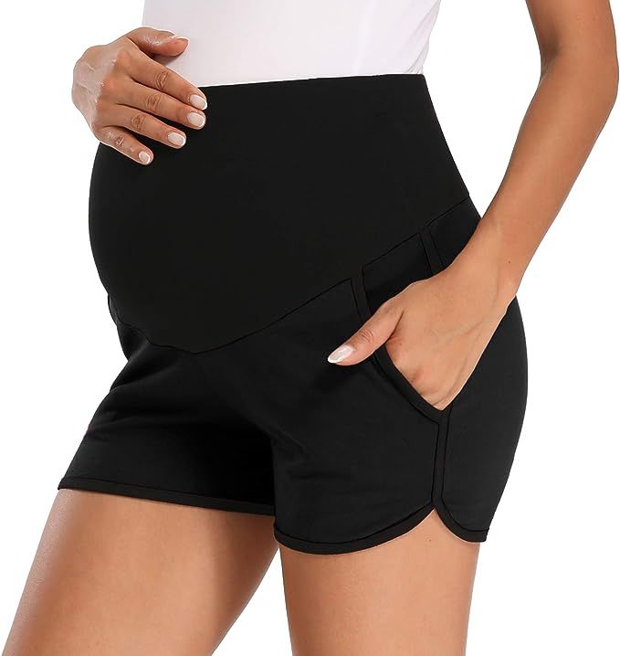 fitglam Women's Maternity Shorts Lounge Sports Yoga Pregnancy Short Pants with Pockets | Amazon (US)