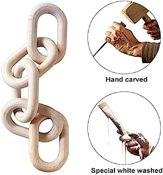 Wood Chain Link Decor Hand Carved Wooden 5-Link Chain Decor for Home Coffee Table Farmhouse Books... | Amazon (US)