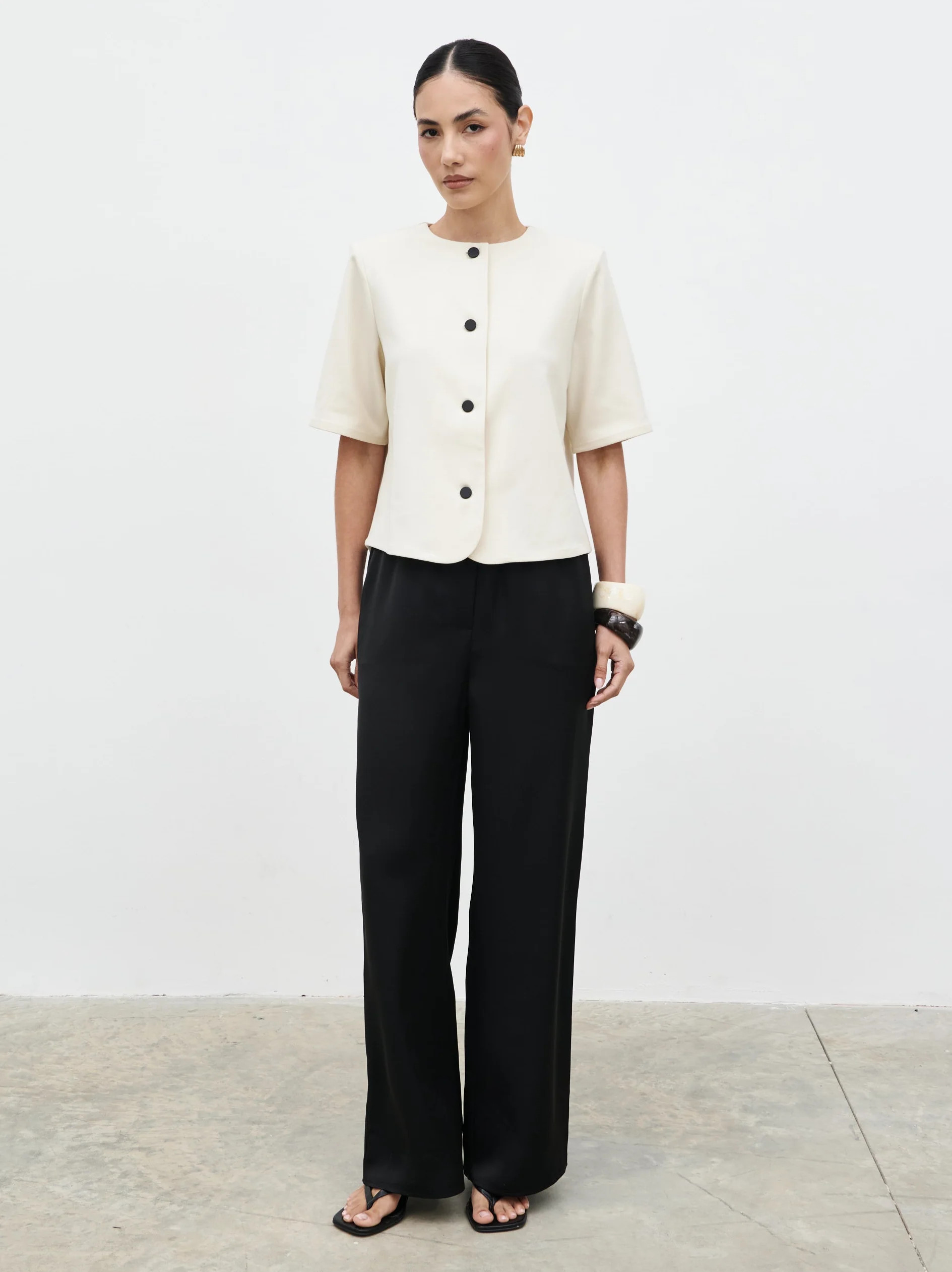 Essie Short Sleeve Button Down Top | Pretty Lavish (UK)