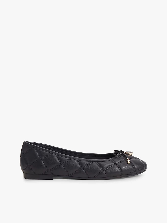 Logo Charm Quilted Leather Ballerinas | Tommy Hilfiger UK