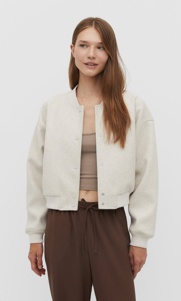 Soft bomber jacket - Women's fashion | Stradivarius United Kingdom | Stradivarius (UK)