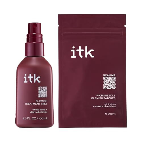 ITK Skincare Salicylic Acid Acne + Blemish Clarifying Duo - Salicylic Acid Blemish Face Mist with Soothing Peppermint Oil + Salicylic Acid Microneedle Hydrocolloid Pimple Patches with Aloe Vera, 6 Ct. | Amazon (US)