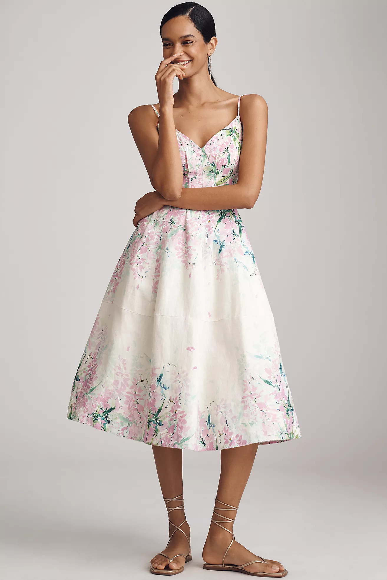 Hope For Flowers by Tracey Reese Linen Floral Fit & Flare Slip Dress | Anthropologie (US)